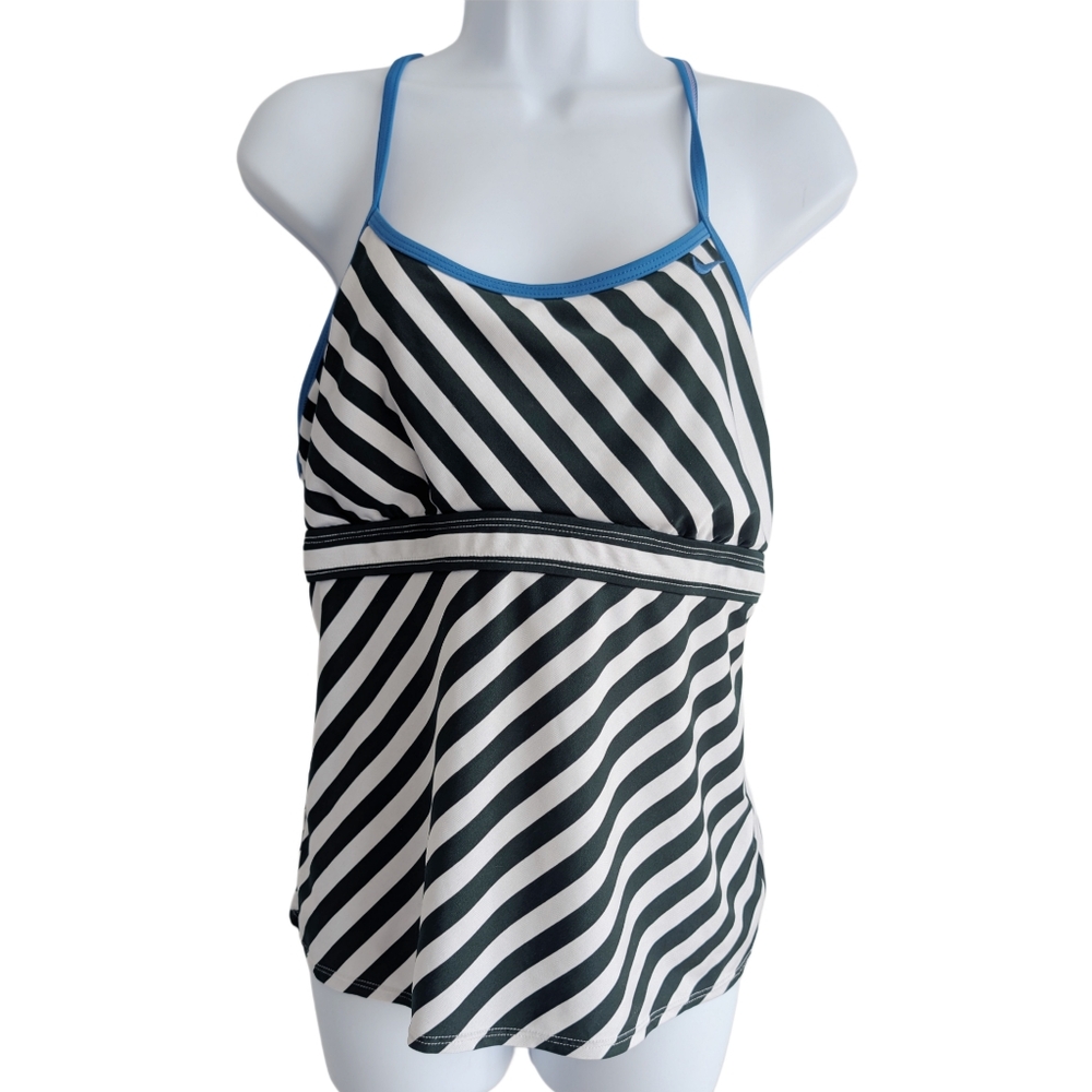 Nike Youth 14 Black White Stripe‎ Swim Tankini Top